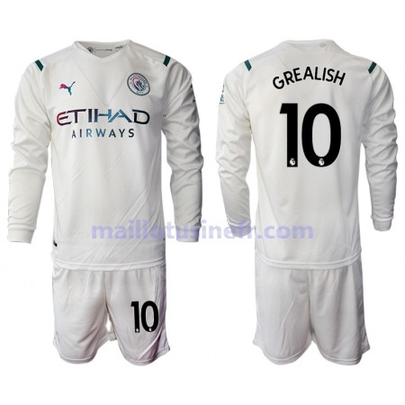 Maillot de Foot Manchester City Jack Grealish 10 Extérieur 2021-22 Manches Longues - Enfant